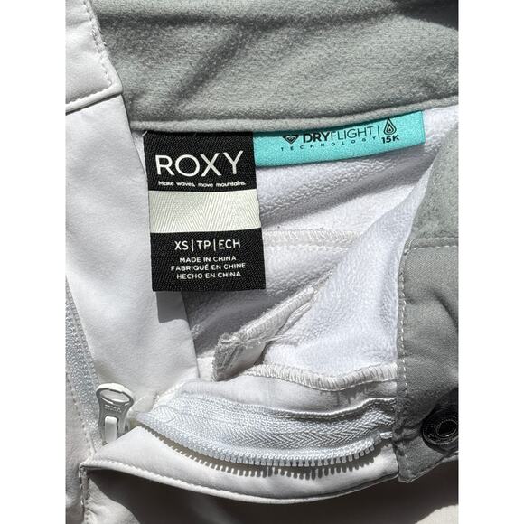 Y2K Roxy XS thrashed stained white ski pants insulated dry flight Winter flared - Picture 2 of 6